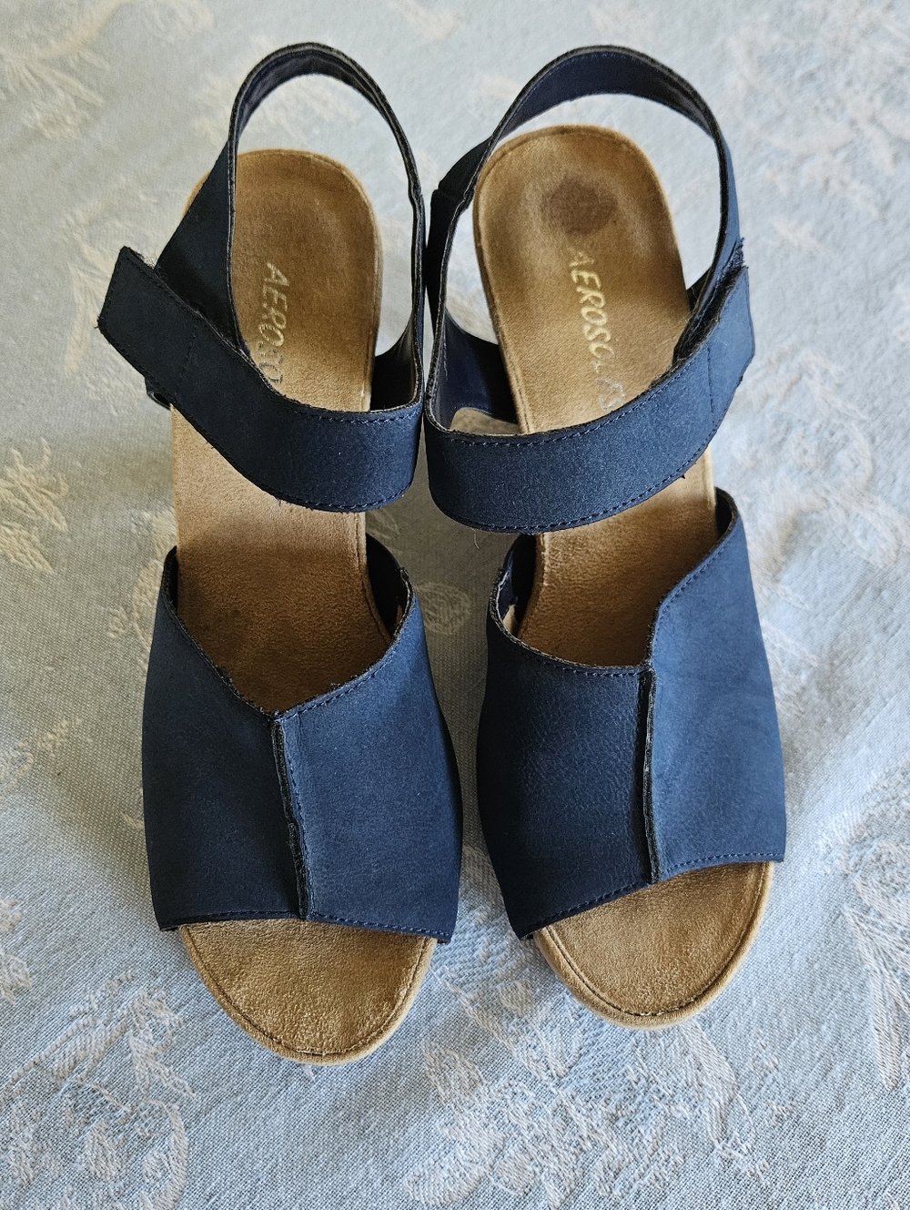 Aerosoles Espadrille Navy Wedge Sandals-with Adjustable Straps Size 8.5 - Picture 2 of 8